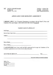 Application for Cremation Agreement