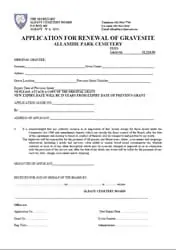 Application for Renewal of Gravesite