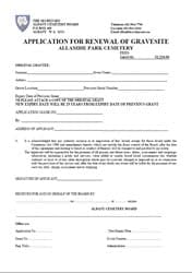 Application for Renewal of Gravesite